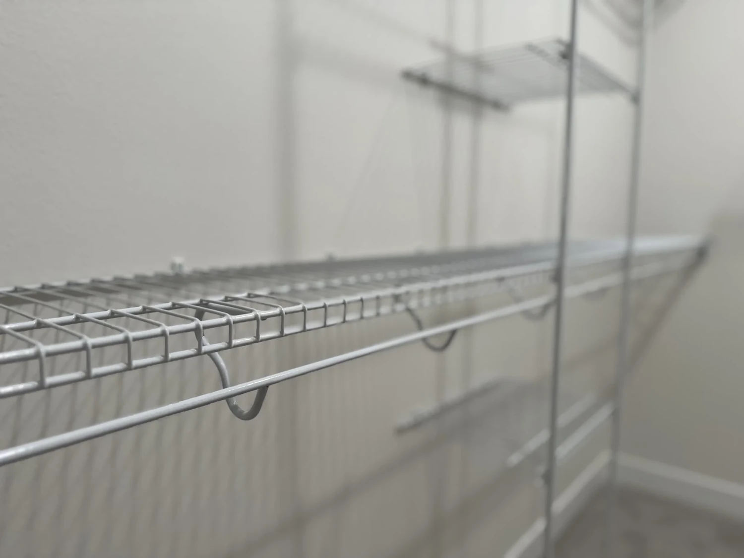 Wire shelving installed in an apartment closet